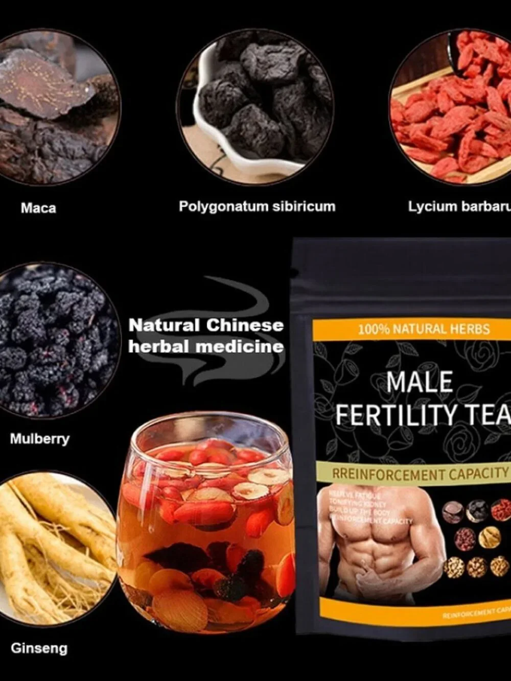 Men's Herbal Tea Blend Maca Ginseng Natural Herbs Energy Support 180g USA